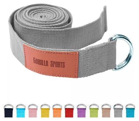 Sangle de Yoga 100% coton - Sangle pour étirements - Fermetures en métal - 11 coloris - Couleur : GRIS