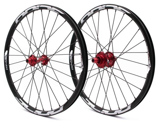 Paire de Roues Pride Control V1 Expert Disc 28H Moyeu Rouge