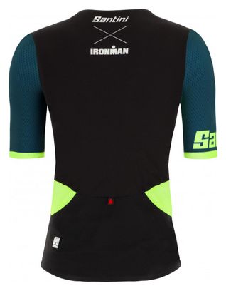 Santini X Ironman Audax Aero Short Sleeve Triathlon Jersey Black / Green