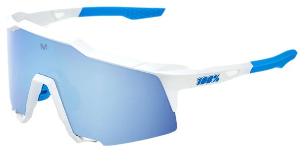 Lunettes 100% Speedcraft SE Movistar Team Blanc - Verres Miroir Multicouche Bleu Hiper 