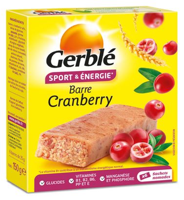 Barre Énergétique Gerblé Sport Cranberries (Boite de 6)