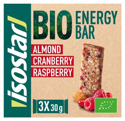 Organic Energy Bars Isostar Almonds Cranberry Raspberry 3X30G