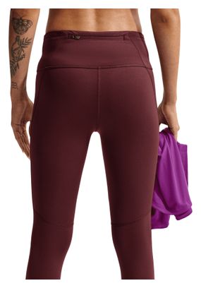 Collant 7/8 Nike Tempo Swoosh Run marroni da donna