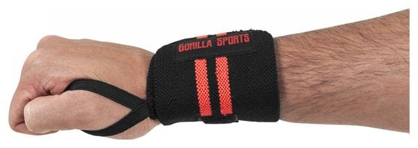 Bande de maintien poignet Noir-Rouge Gorilla Sports - Couleur : NOIR / ROUGE