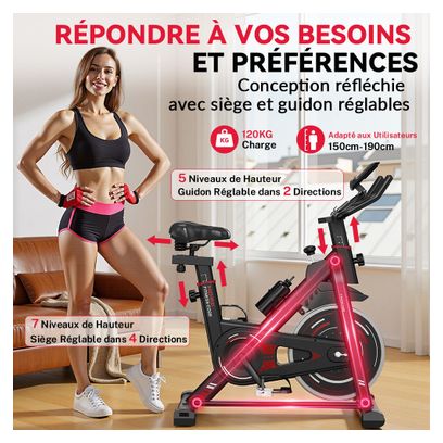 Vélo d'appartement Fitness D 10KG magnétique rouge