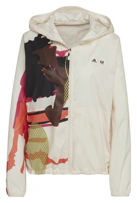 adidas running Run Fast Print Windbreaker Jacket Beige Women's