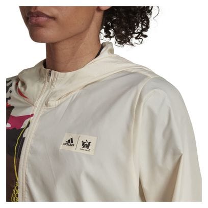 adidas running Run Fast Print Beige Women's Windbreaker Jacket