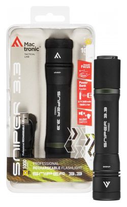 Lampe de poche Mactronic Sniper 3.3 Powerbank - 1000 lumens-Noir