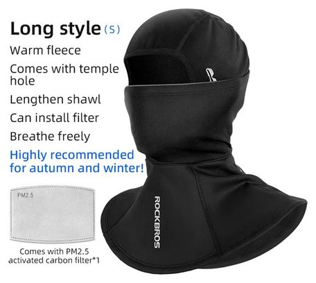 Cache-Cou et Cyclisme Coupe-Vent Doublé Polaire Balaclava noir