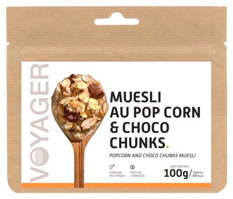 Gefriergetrocknete Mahlzeit Voyager Müsli mit Popcorn & Choco Chunks 100g