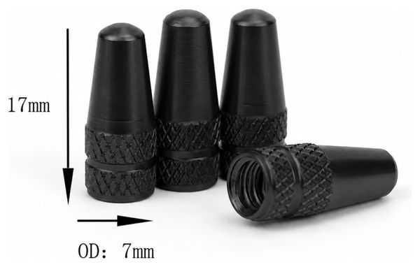 Bouchons Velkyne Lot 4 Valve Presta Alliage Aluminium Noir