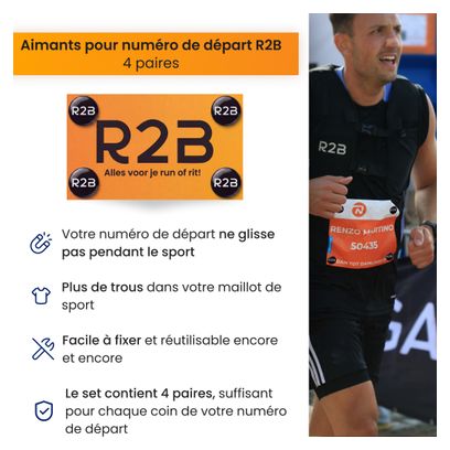 Aimants pour dossard de course - Lot de 8 pour fixer sans épingles
