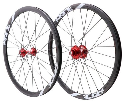 Paire de Roues Carbone Expert Pride Gravity SL Gloss Disc 28h Rouge