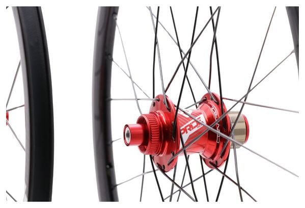 Paire de Roues Carbone Expert Pride Gravity SL Gloss Disc 28h Rouge