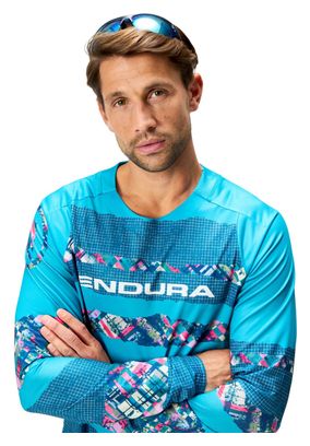 Maillot de manga larga Endura Patchwork Hombre Edición Limitada Azul