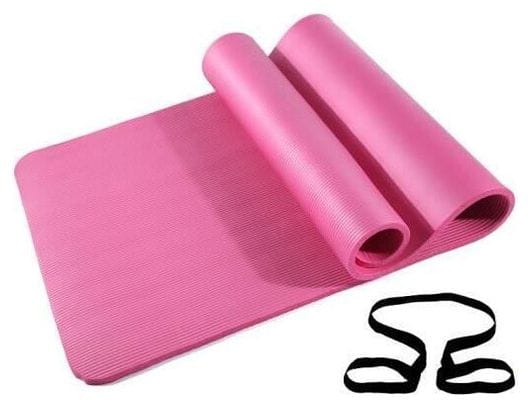 Tapis de Pilates Yoga Antidrapant avec Sangle Transport 183*61*1 cm Tapis de Fitness Gym - Rose