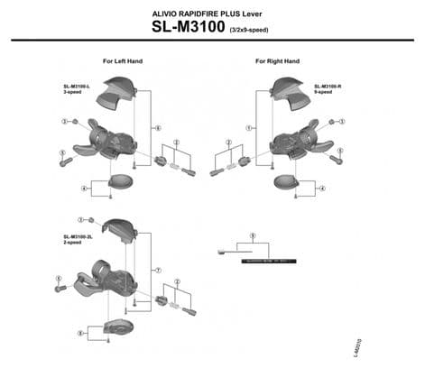Rechtsschaltung Shimano Alivio SL-M3100-R 9V