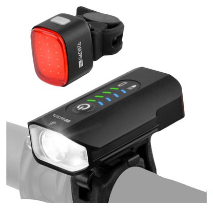 Set Lumiere Velo Avant et Arriere rechargeable en Alu avec Affichage du Niveau de batterie