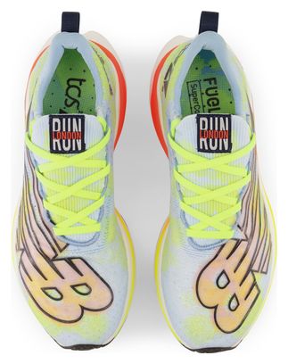 Laufschuhe New Balance Fuelcell SuperComp Elite v3 London Damen Blau Gelb Koralle