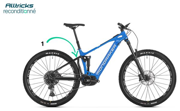 VTT Électrique Tout-Suspendu Mondraker Chaser R Sram GX/SX Eagle 12V 750 Wh 29'' Bleu Carrera Noir 2024 - Produit Reconditionné