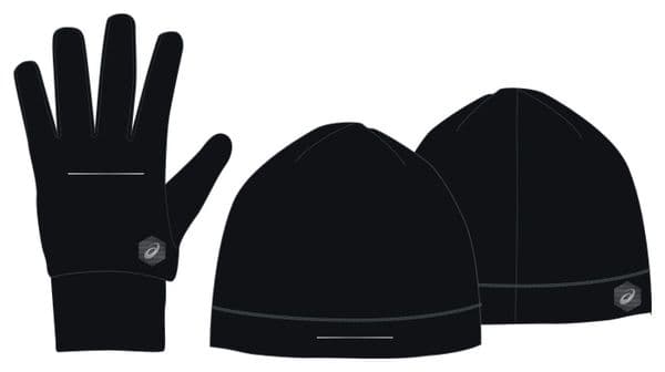 Asics Running Pack Black Unisex Beanie + Gloves