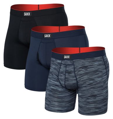 Boxers Saxx Multi-Sport Mesh Brief Fly Azul/Negro Hombre (Pack de 3)