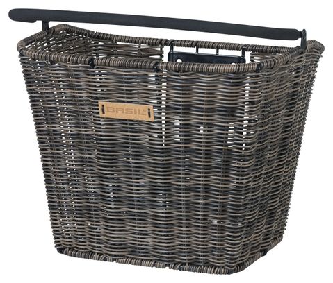 Basil Bremen Rattan Look KF bicycle basket front dark brown