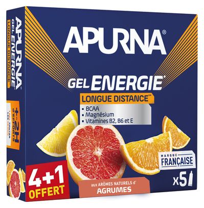 Apurna Long Distance Citrus Energy Gel +2h of effort 5x35g