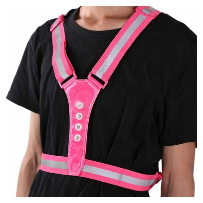 Gilet de sécurité LED haute visibilité – 360° rose réfléchissant