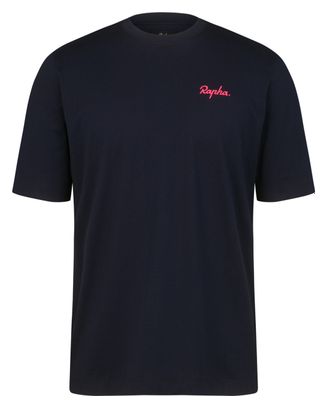 Rapha Logo Korte Mouw T-shirt Navy/Roze