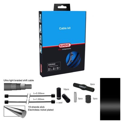 Elvedes Complete Braking Cables Pro-Line Waterproof Black Diameter 4.2mm 