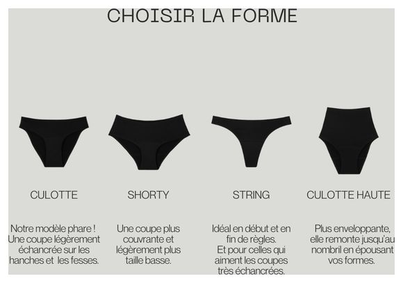 Culotte Menstruelle - Flux moyen - Noir