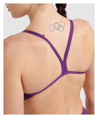 Bañador de una pieza para mujer con espalda descubierta Challenge Back Violeta