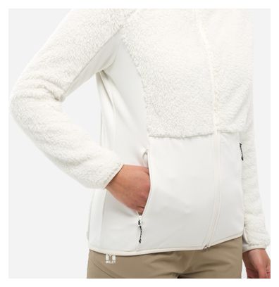 Sudadera polar Millet Chamonix Highloft con capucha, blanca, para mujer