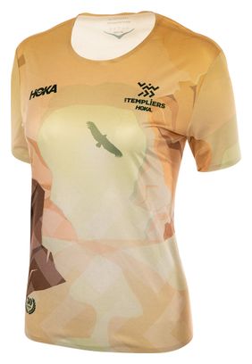 Hoka Les Templiers Performance Yellow Jersey met korte mouwen