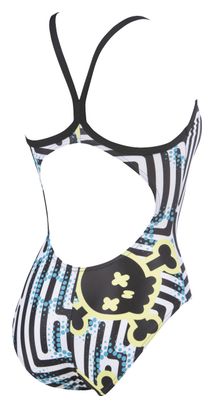 Arena Femme Crazy Labyrinth Licht Drop Back One Piece Schwarz-Multi