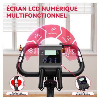 Vélo d'appartement Fitness H C magnétique pliable blanc