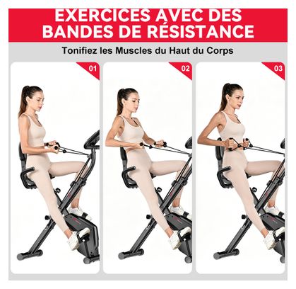 Vélo d'appartement Fitness H C magnétique pliable blanc