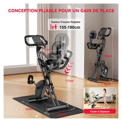Vélo d'appartement Fitness H C magnétique pliable blanc