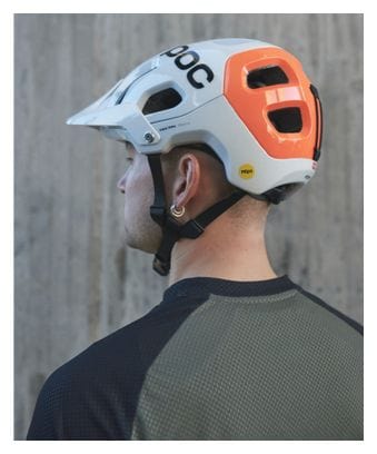 POC Tectal Race MIPS NFC Helm Wit/Oranje Fluorescerend AVIP