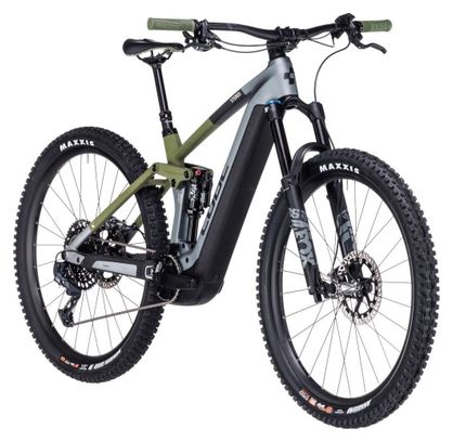 Cube Stereo Hybrid 140 HPC TM 750 Electric Volledig geveerde MTB Sram GX Eagle 12S 750 Wh 29'' Flash Grey Olive Green 2024