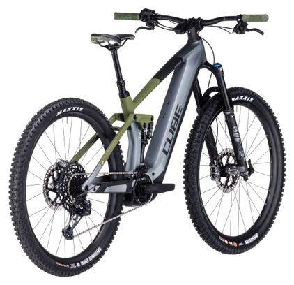 Cube Stereo Hybrid 140 HPC TM 750 Electric Volledig geveerde MTB Sram GX Eagle 12S 750 Wh 29'' Flash Grey Olive Green 2024