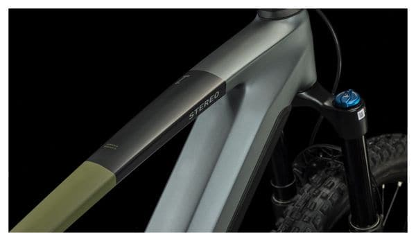 Cube Stereo Hybrid 140 HPC TM 750 Electric Volledig geveerde MTB Sram GX Eagle 12S 750 Wh 29'' Flash Grey Olive Green 2024