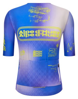 Santini Tour de France Alpe d’Huez Short-Sleeve Jersey, Blue/Purple