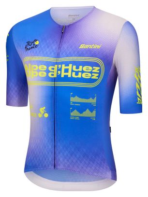 Santini Tour de France Alpe d’Huez Short-Sleeve Jersey, Blue/Purple