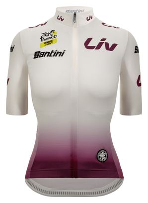 Santini Tour de France-shirt met korte mouwen, wit, dames