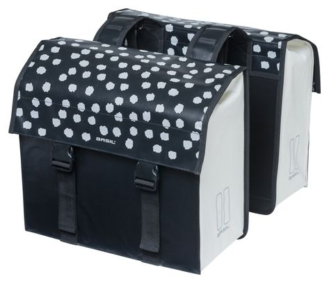 Bolsa de bicicleta doble Basil Urban Load 48-53 litros negro con puntos reflectantes