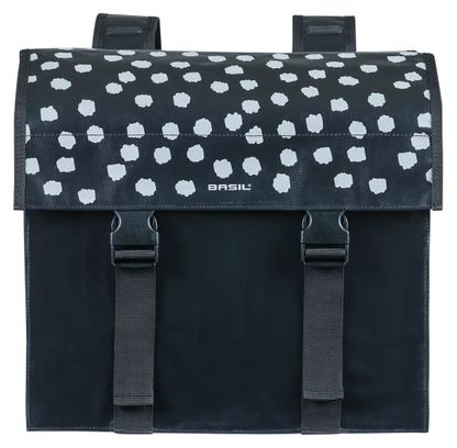 Bolsa de bicicleta doble Basil Urban Load 48-53 litros negro con puntos reflectantes