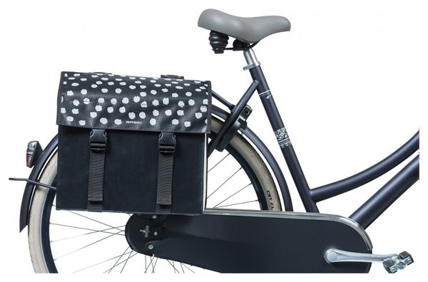 Bolsa de bicicleta doble Basil Urban Load 48-53 litros negro con puntos reflectantes