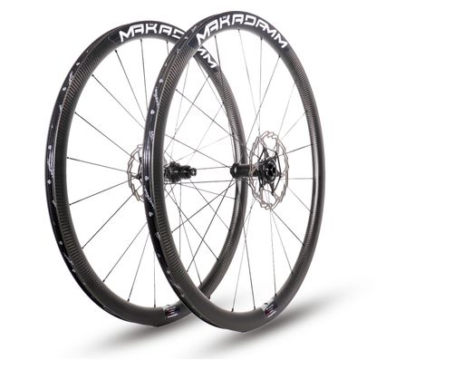 Paire de roues carbone route – MaKadamm evora 35 disc xpremium à pneus – 1165 gr la paire – centerlock – axe 12x100 | 12x142